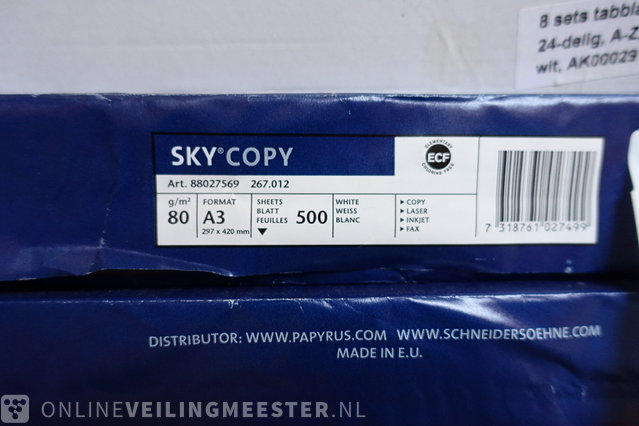 sigaar Centrum Regenjas 3x Pak A3 kopieer papier , 3x 8 sets tabbladen 24-delig »  Onlineveilingmeester.nl