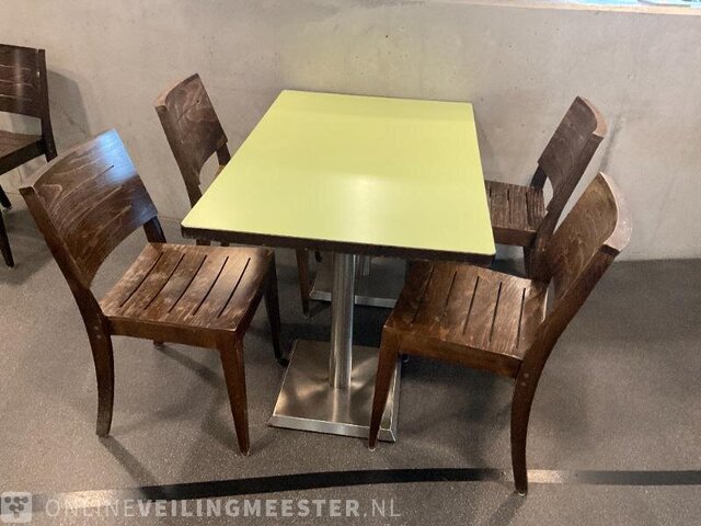 14x Canteen table with stacking chairs Yellow