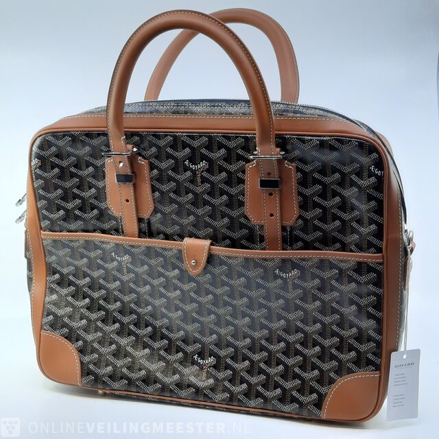 Sold at Auction: A Chevron Print Ambassade Briefcase, Goyard